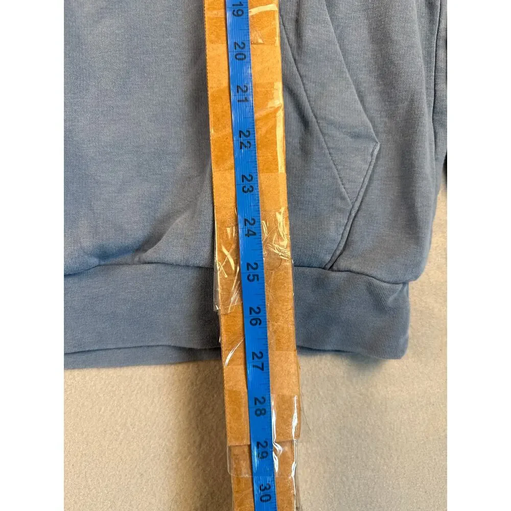 Adidas Hoodie Mens L Blue Washed Kangaroo Pocket Athleisure Sports Sweatshirt